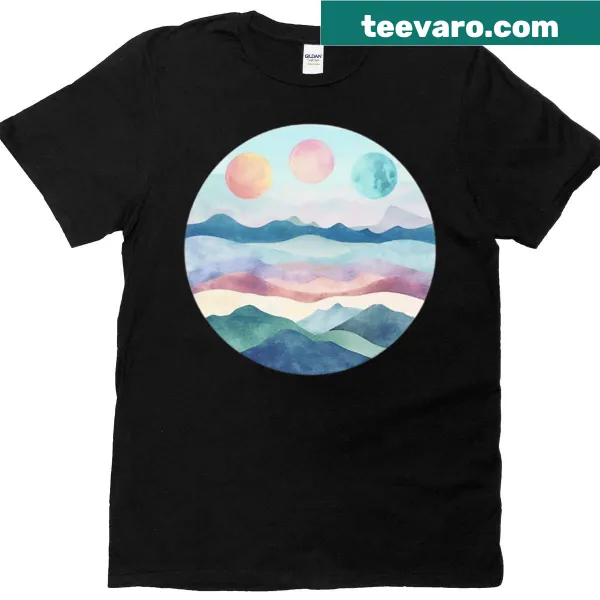 Celestial design of moon phases arranged in a circle on a t-shirt