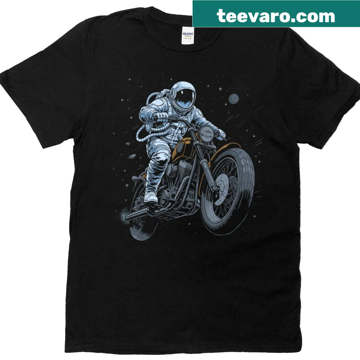 Illustration of a cosmic space rider on a t-shirt — on a men's t-shirt