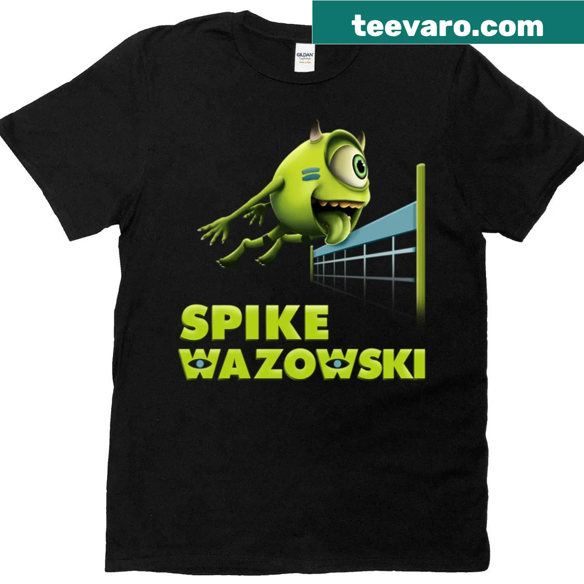 Illustration of Spike Wazowski playing volleyball on a t-shirt — on a men's t-shirt