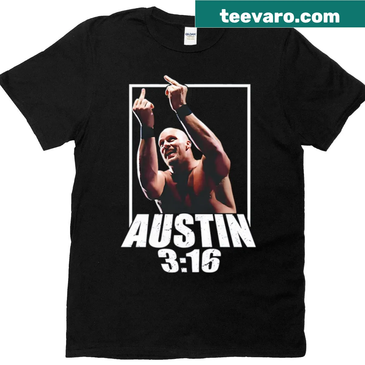 Illustration of Steve Austin, Stone Cold, on T-shirt — on a men's t-shirt