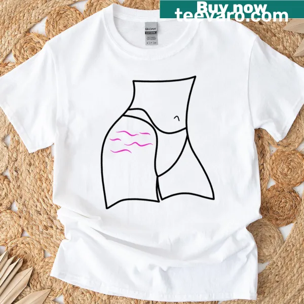 Line art t-shirt featuring body positive design with bikini and stretch marks