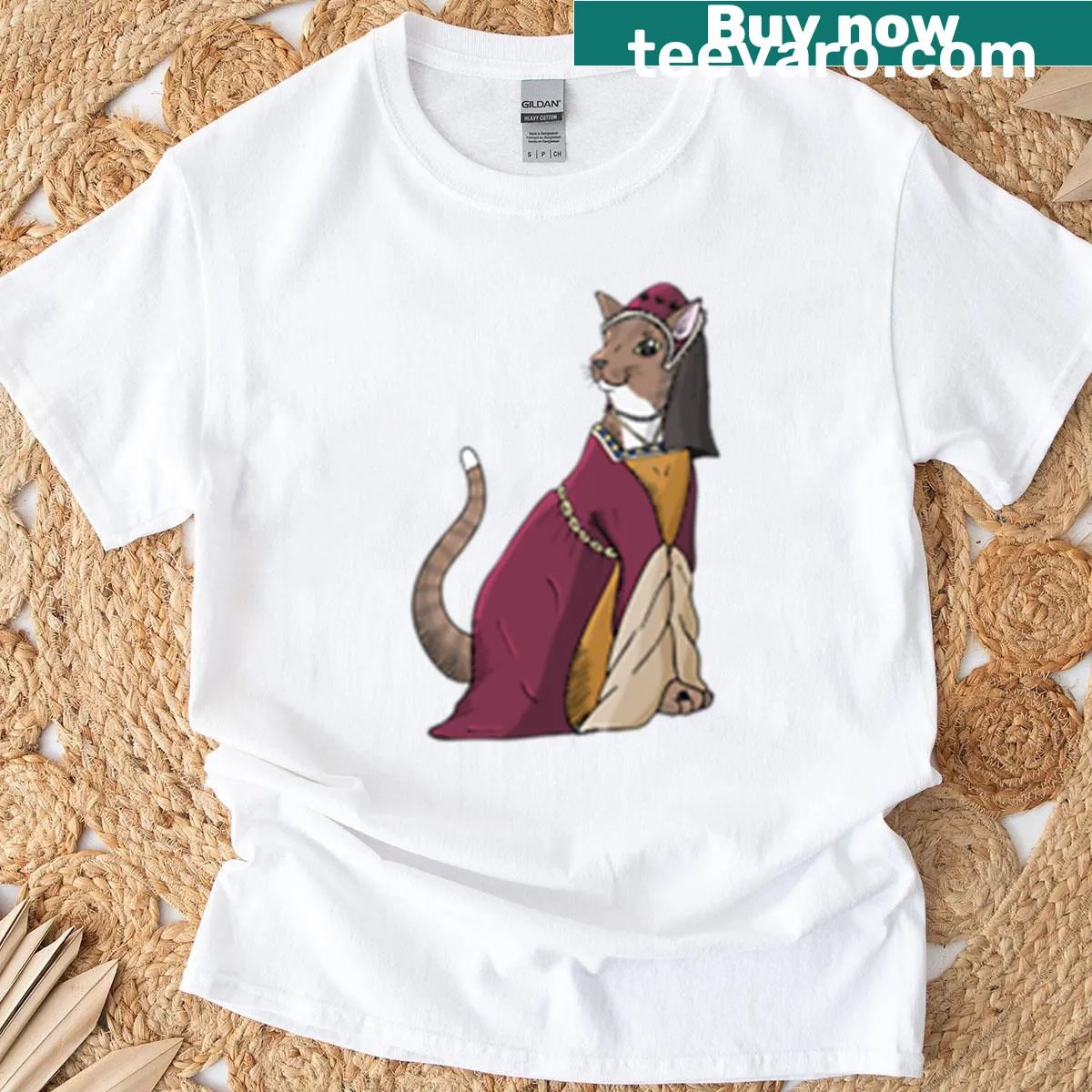 Illustrated tabby cat icon on a T-shirt — on a men's t-shirt