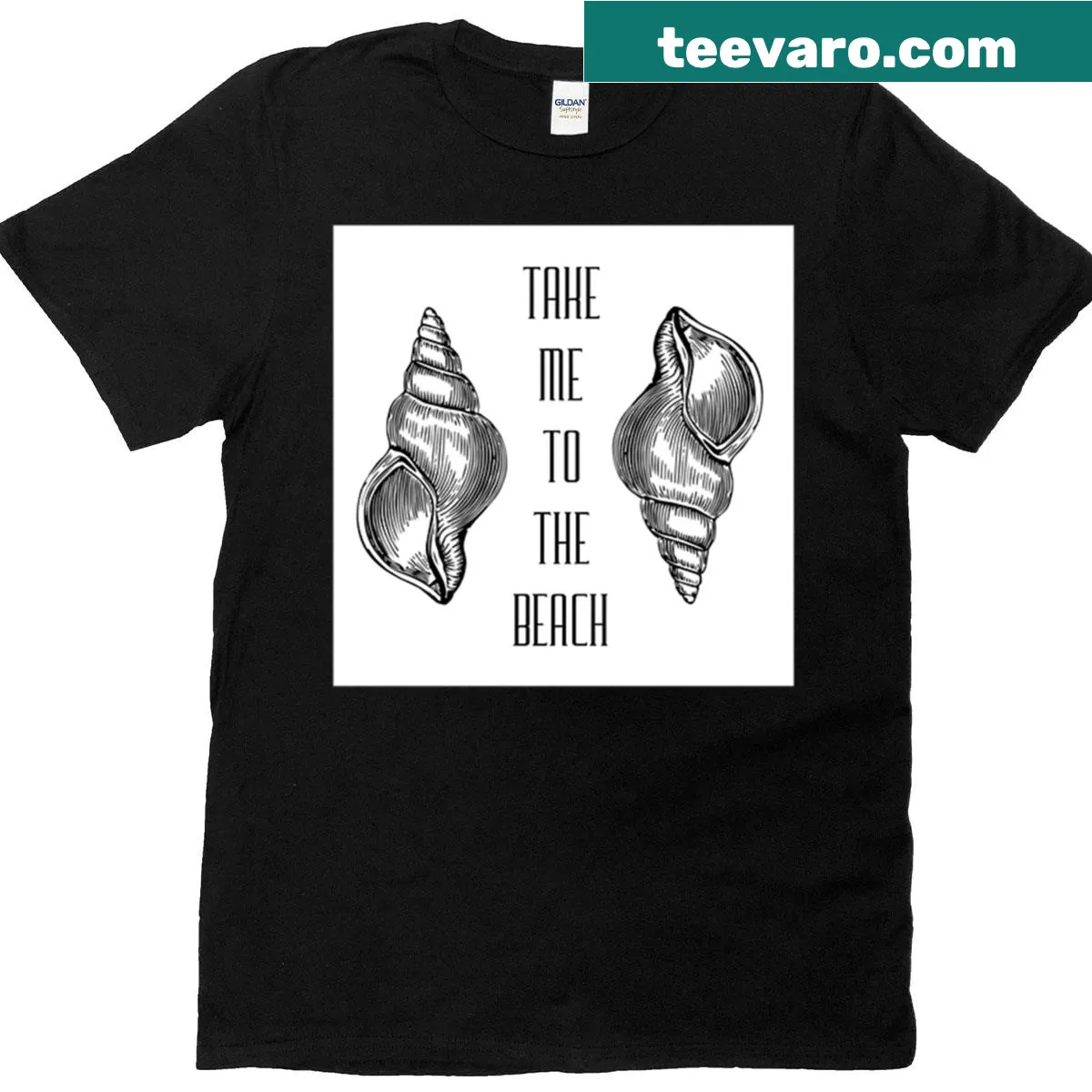 Take Me To The Beach t-shirt with playful text — on a men's t-shirt