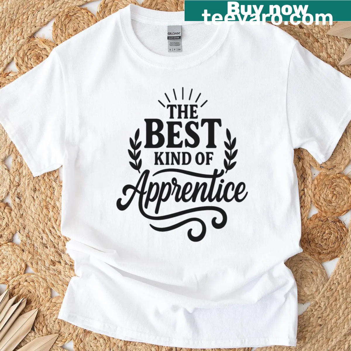Inspirational apprentice T-shirt with bold lettering — on a men's t-shirt