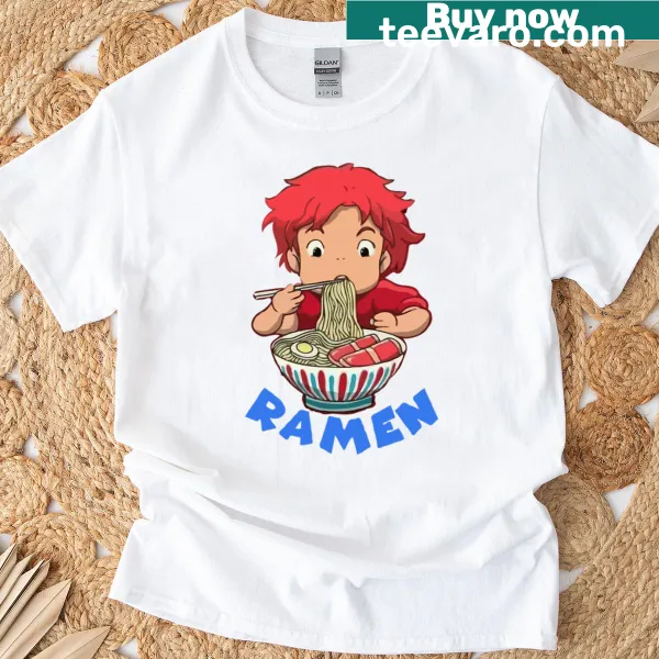 Whimsical tee inspired by Ponyo and ramen culture