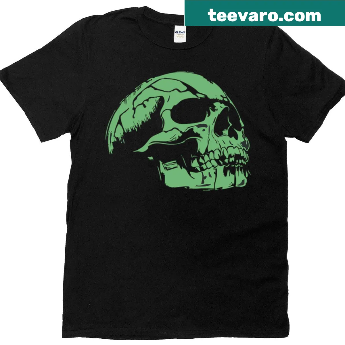 Intriguing green skeleton illustration on a t-shirt — on a men's t-shirt