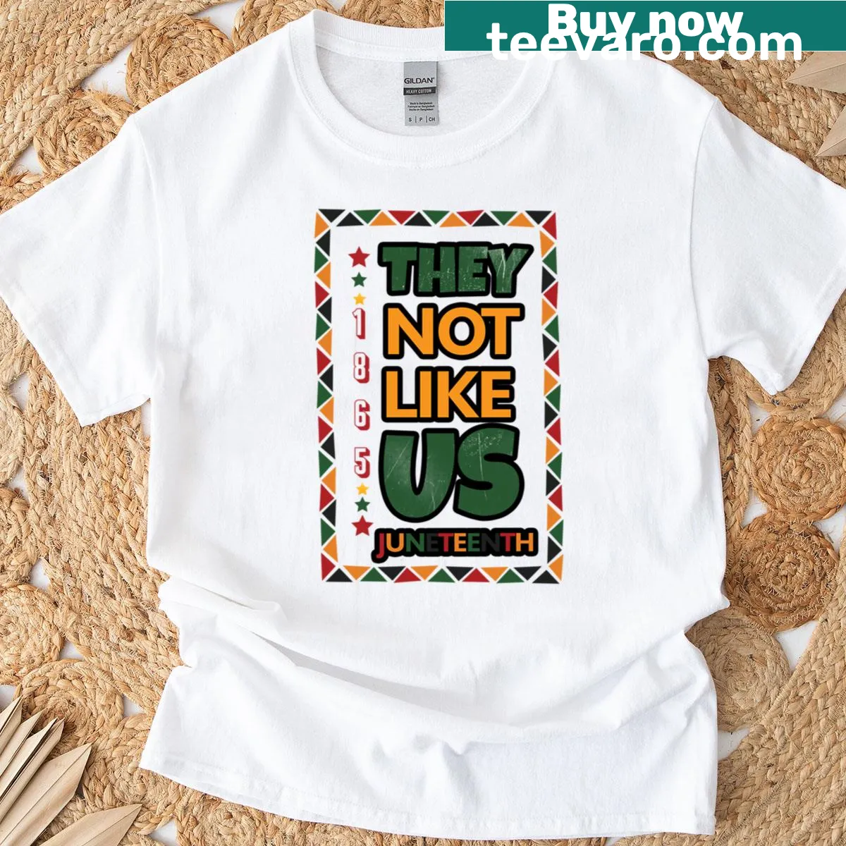 Impactful T-shirt featuring bold text honoring Juneteenth and independence. — on a men's t-shirt