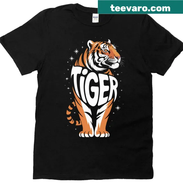Dynamic tiger illustration T-shirt celebrating wildlife