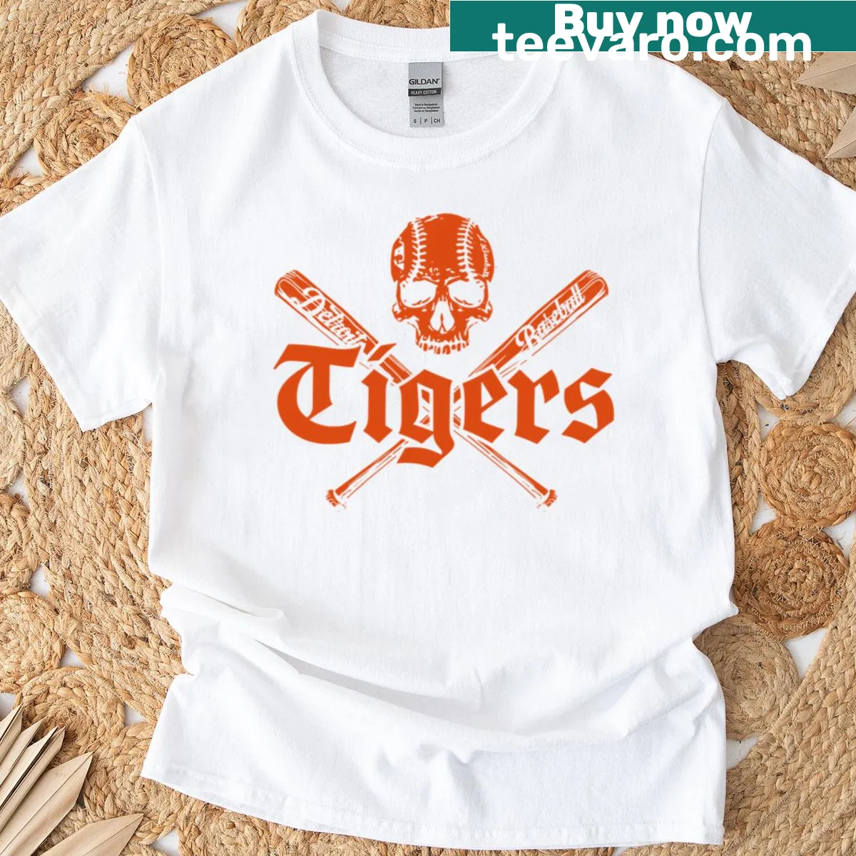 Tiger skull graphic T-shirt design — on a men's t-shirt