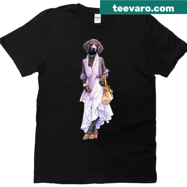Illustrated posh poodle design in Paris on a t-shirt