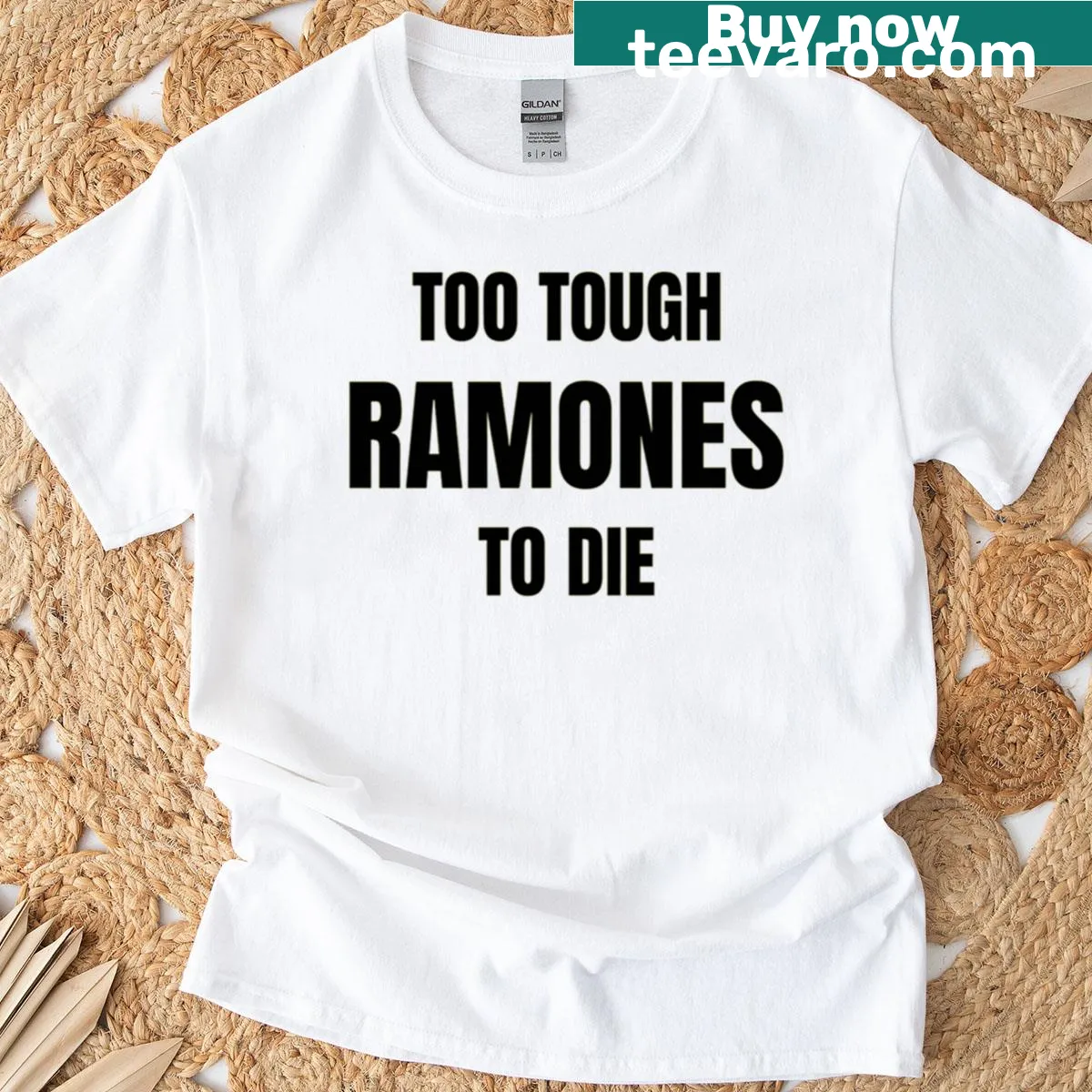 Vintage distressed punk rock t-shirt featuring Ramones graphics — on a men's t-shirt