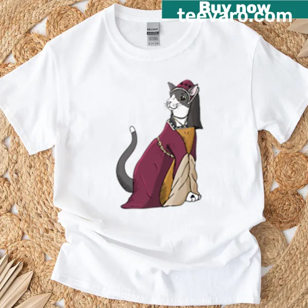 Illustration of a tuxedo cat on a casual T-shirt