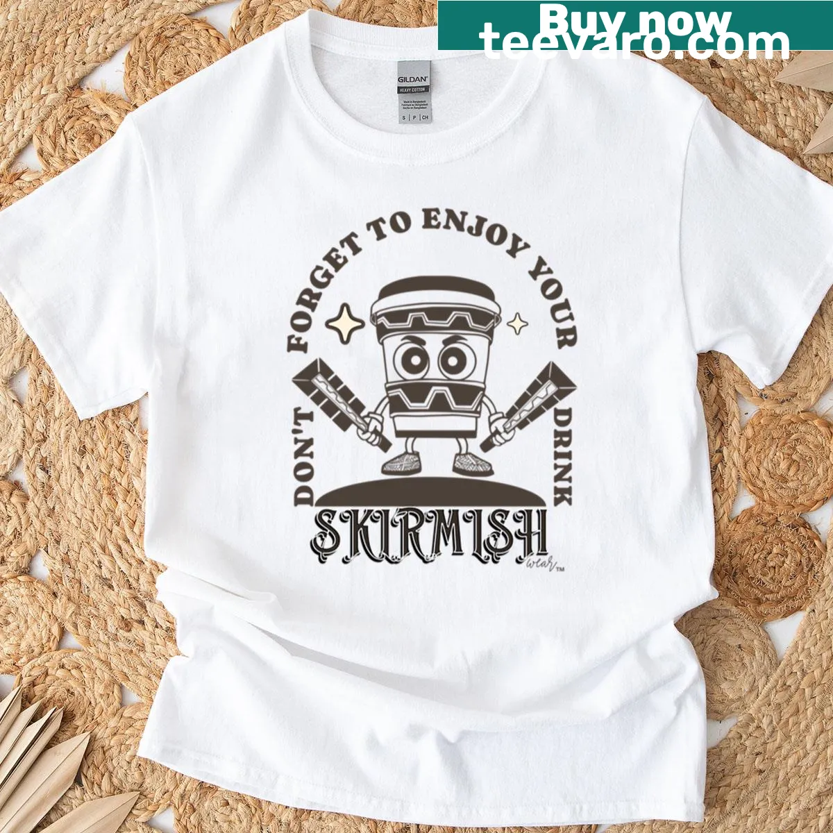 Typographic design celebrating coffee culture and Latino heritage — on a men's t-shirt