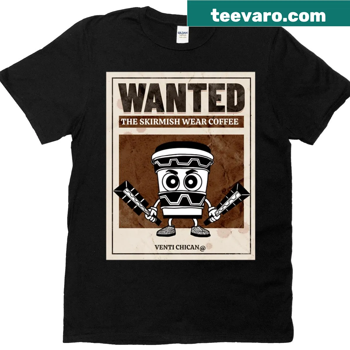 T-shirt featuring a design celebrating urban coffee culture and Latino heritage — on a men's t-shirt