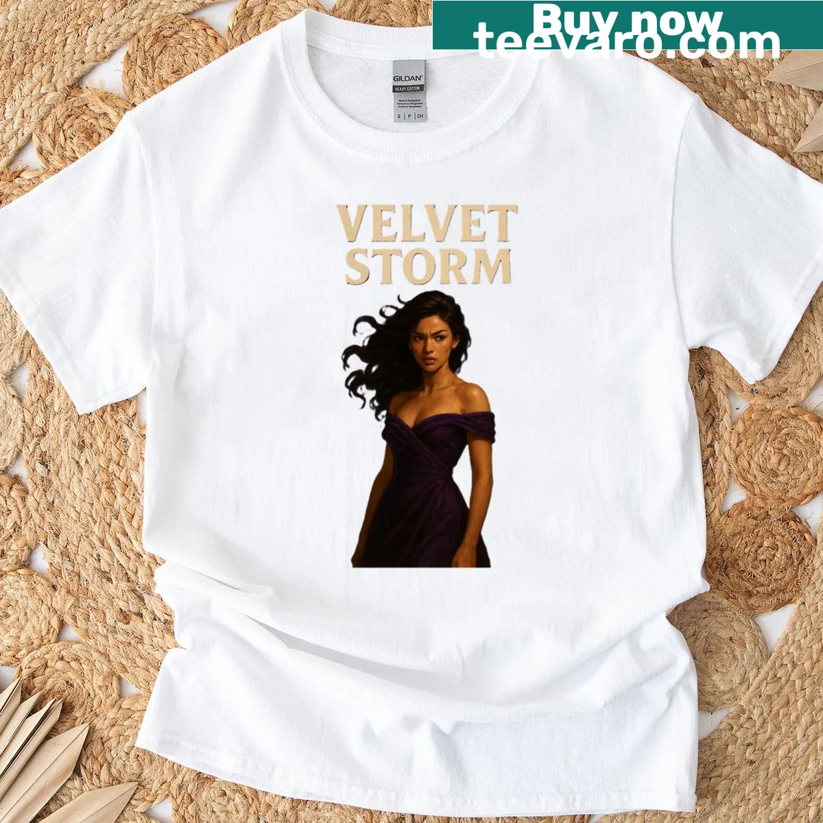 Minimalist T-shirt featuring an abstract design called 'Velvet Storm' — on a men's t-shirt