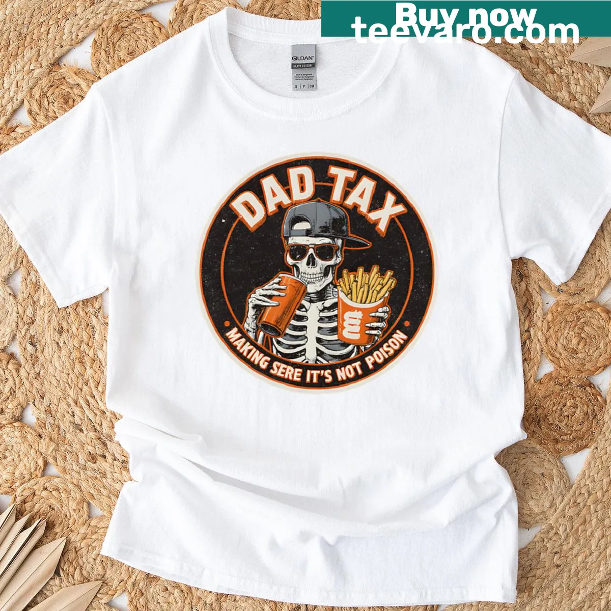 Vintage distressed dad humor t-shirt about 'Dad Tax' rules — on a men's t-shirt