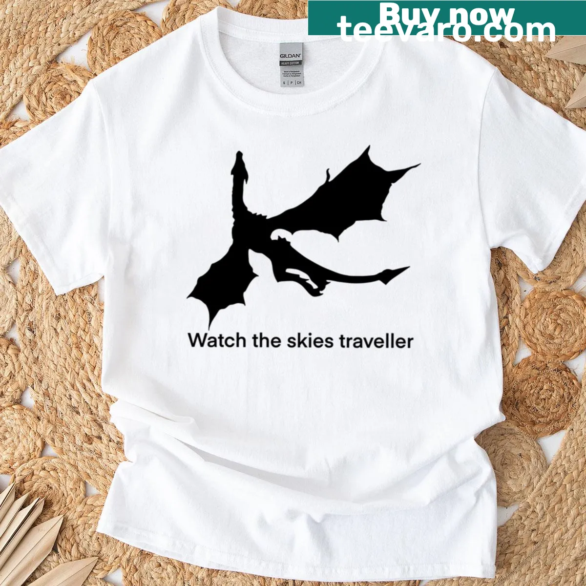 T-shirt featuring travel-themed graphics encouraging exploration — on a men's t-shirt