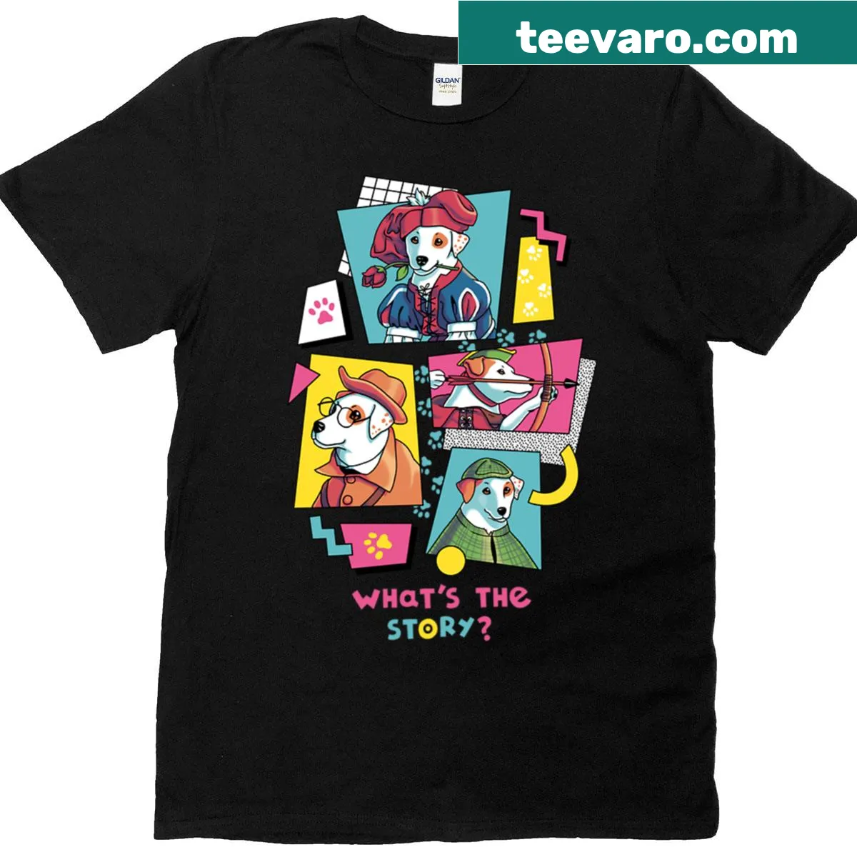 Nostalgic Wishbone TV show t-shirt featuring a Jack Russell illustration — on a men's t-shirt