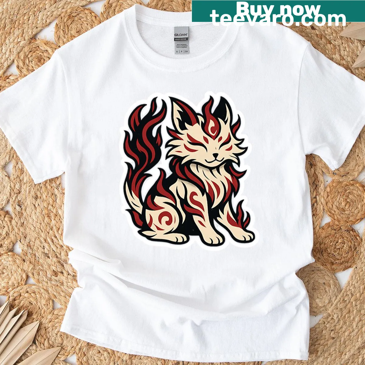 Cartoon design of a whimsical mythical cat on a T-shirt — on a men's t-shirt