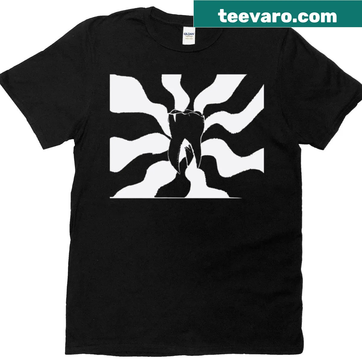 Whimsical tooth graphic t-shirt design. — on a men's t-shirt