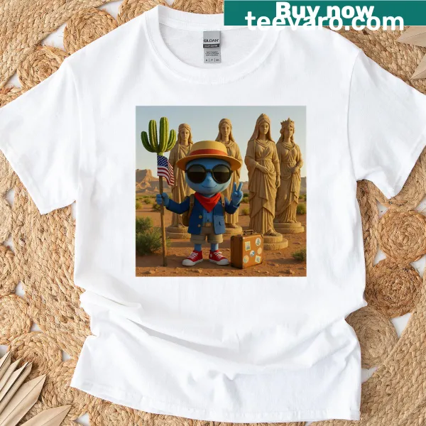 Artistic T-shirt depicting Wotus meeting the Desert Mothers.