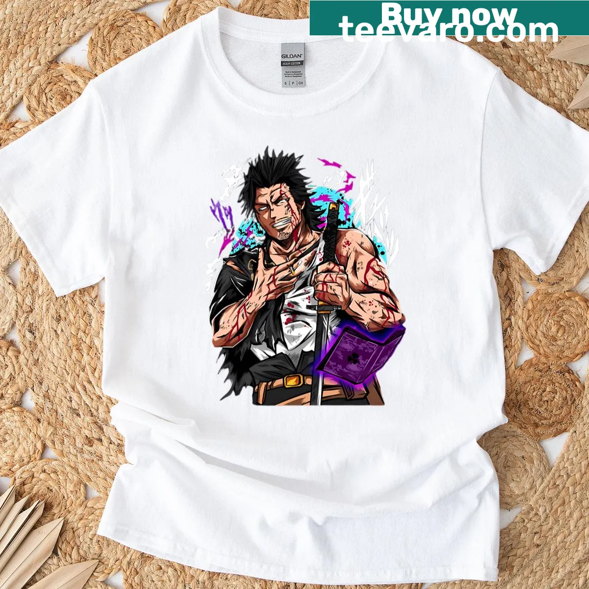 T-shirt featuring Yami Sukehiro, God of Destruction graphic — on a men's t-shirt
