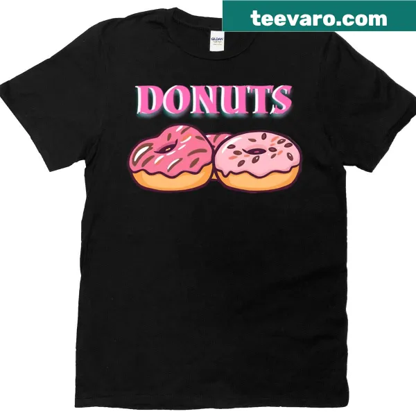 Illustration of three donuts in a fun design on a T-shirt