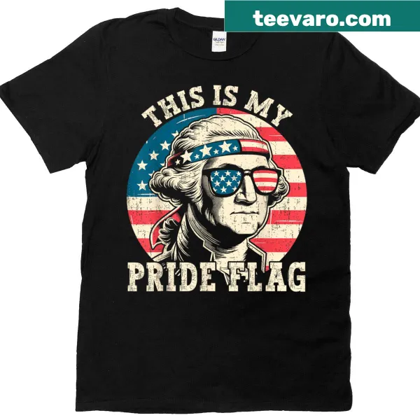 Illustration of American and pride flags on a patriotic t-shirt
