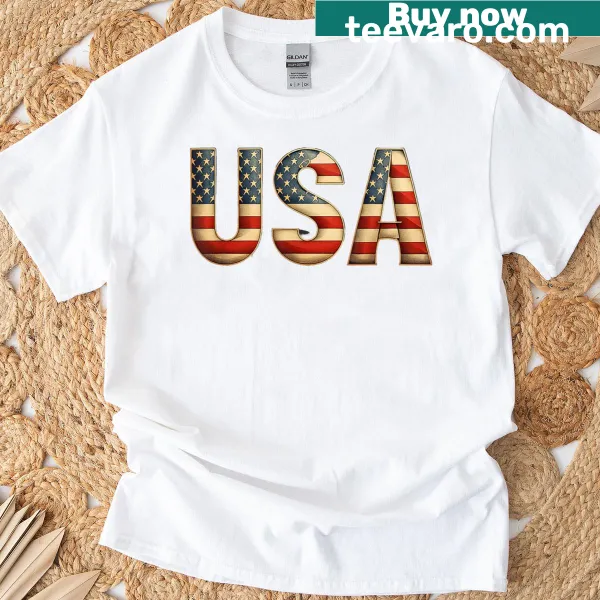 T-shirt featuring American flag design for Fourth of July celebrations
