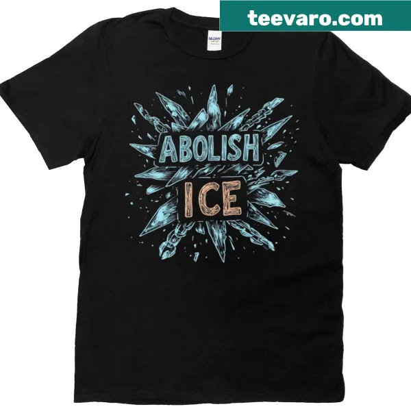 Bold statement tee with text 'Abolish Ice Smash The System'