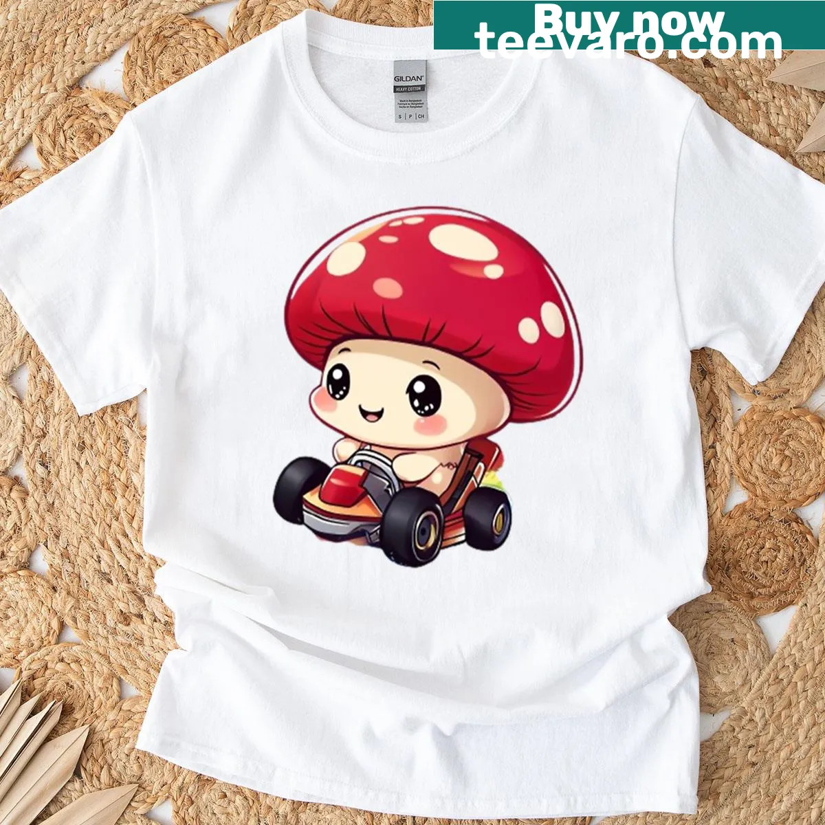 Cute T-shirt featuring an adorable mini racer for racing fans — on a men's t-shirt