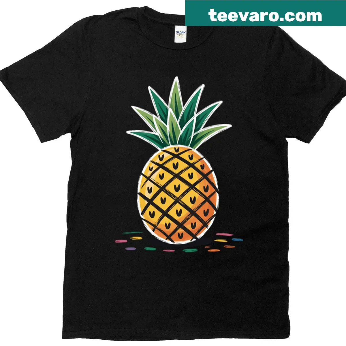 T-shirt featuring a playful illustration of a pineapple — on a men's t-shirt