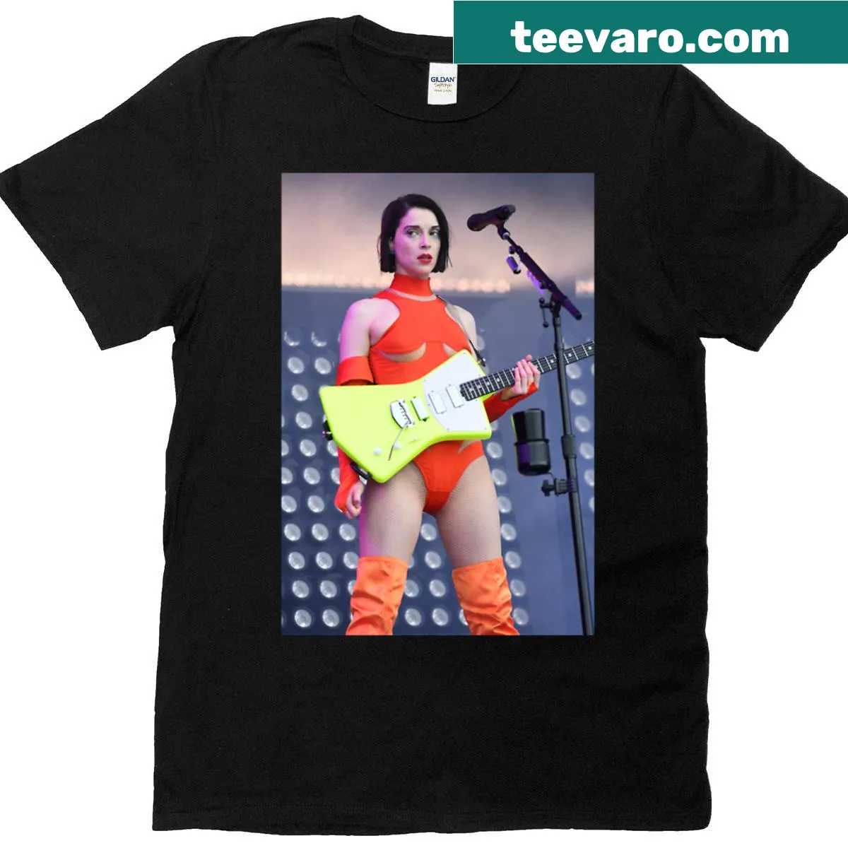 Typographic design featuring the name Annie Clark on a T-shirt — on a men's t-shirt
