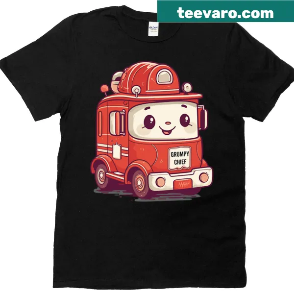 Illustration of a cute baby fire truck on a T-shirt