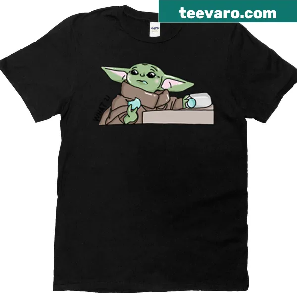 Cute illustration of Grogu with cookies on a T-shirt