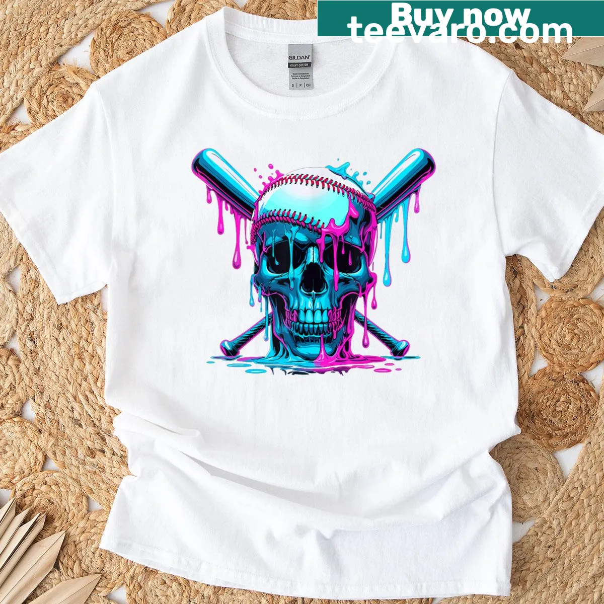 Edgy t-shirt featuring a skull and ice cream drips, perfect for sports lovers — on a men's t-shirt