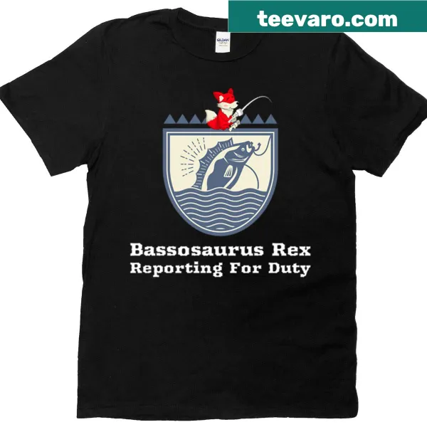 Cartoon dinosaur Bassosaurus Rex on a T-shirt