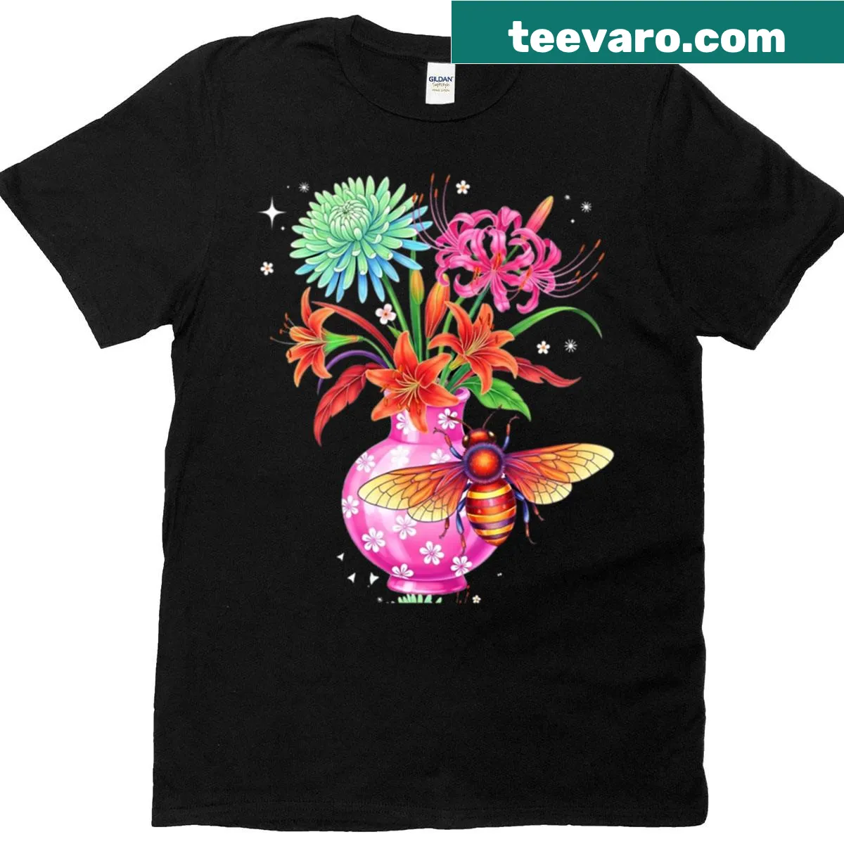 T-shirt featuring an illustration of a beautiful spider lily — on a men's t-shirt