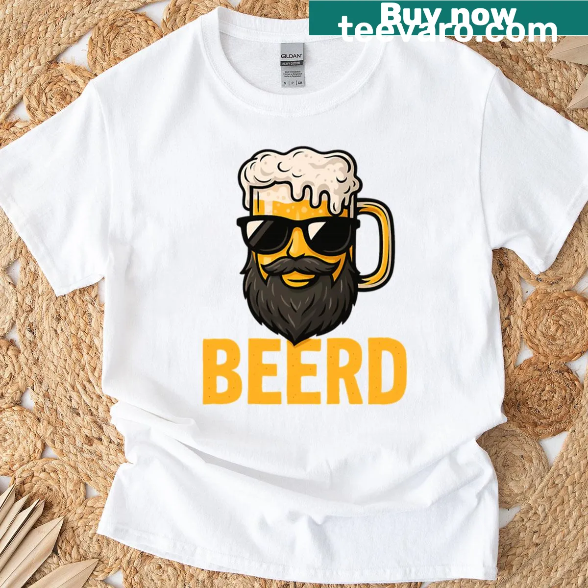Funny beer pun graphic featuring a bearded dad on a t-shirt — on a men's t-shirt
