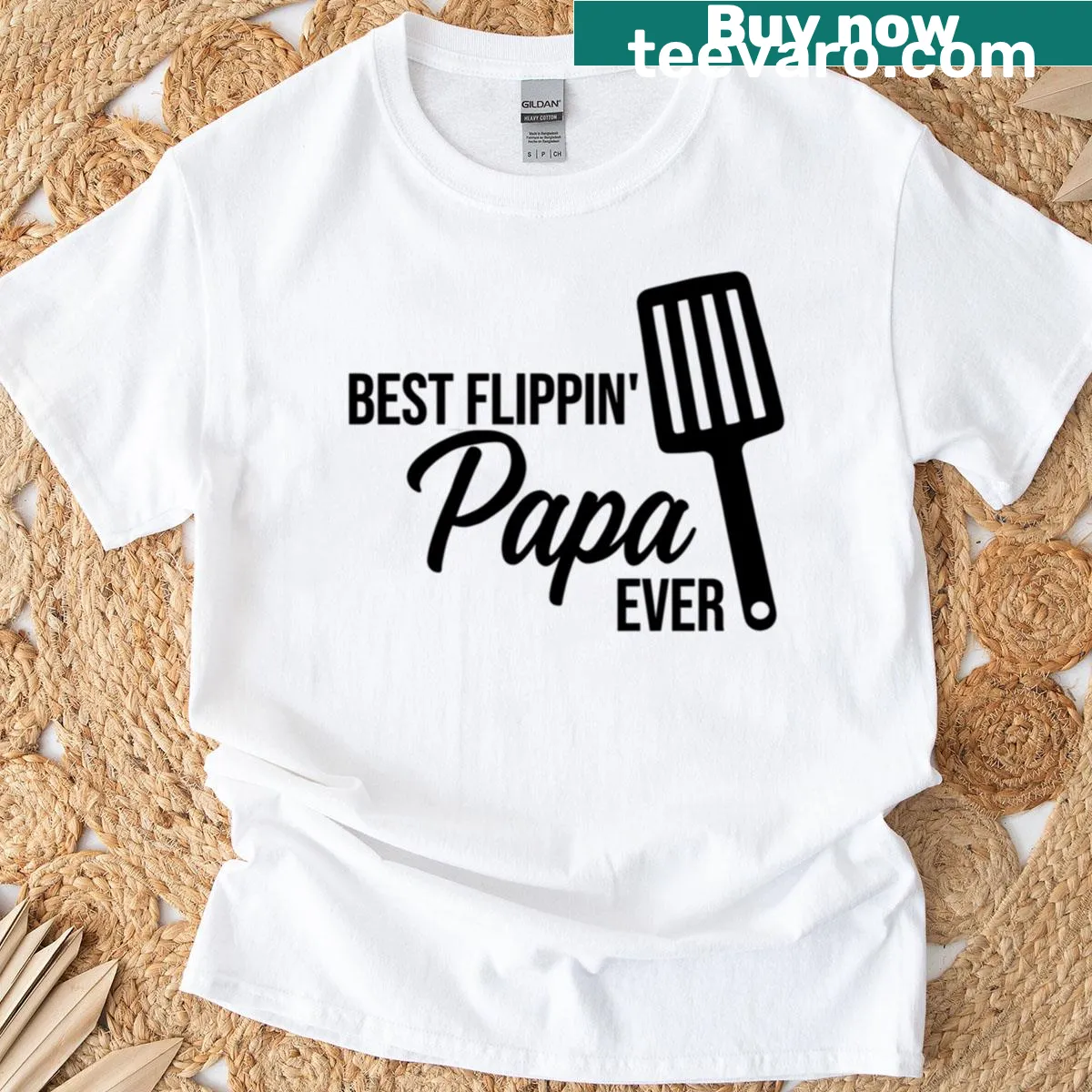 T-shirt with the phrase Best Flippin Papa Ever in bold typography — on a men's t-shirt