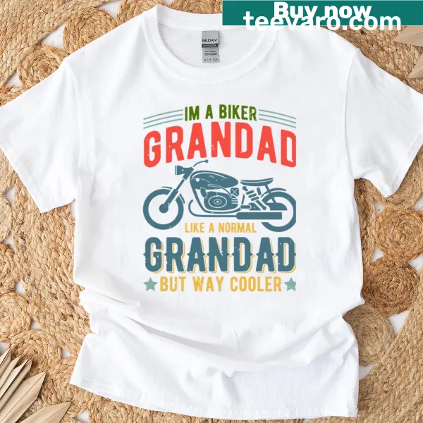 T-shirt depicting a classic motorcycle with a heartwarming theme for grandpas