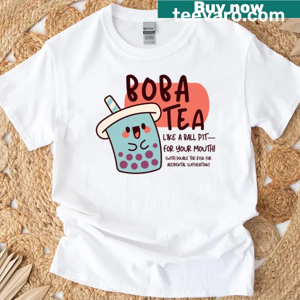 Funny T-shirt featuring boba tea as a ball pit design
