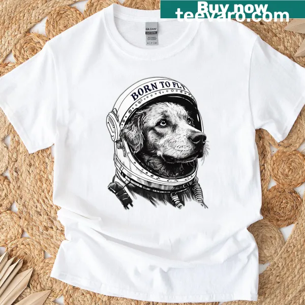 Cute dog astronaut T-shirt for kids featuring fun illustration