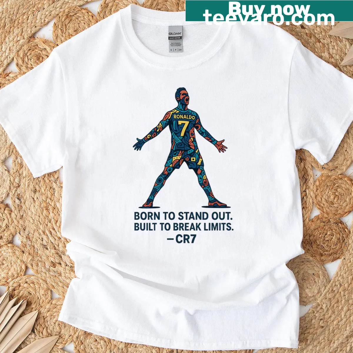 Edgy vintage-style T-shirt with motivational phrase text — on a men's t-shirt