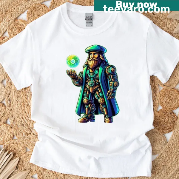 Steampunk clockwork chronomancer design on a T-shirt