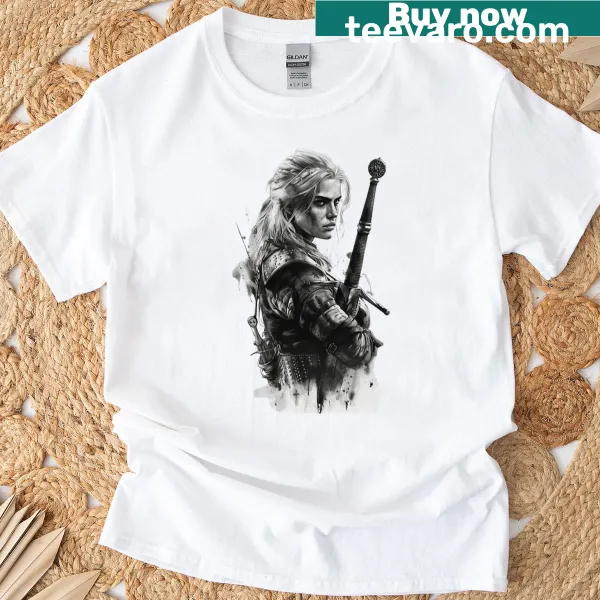 Graphic of Ciri from The Witcher on a T-shirt