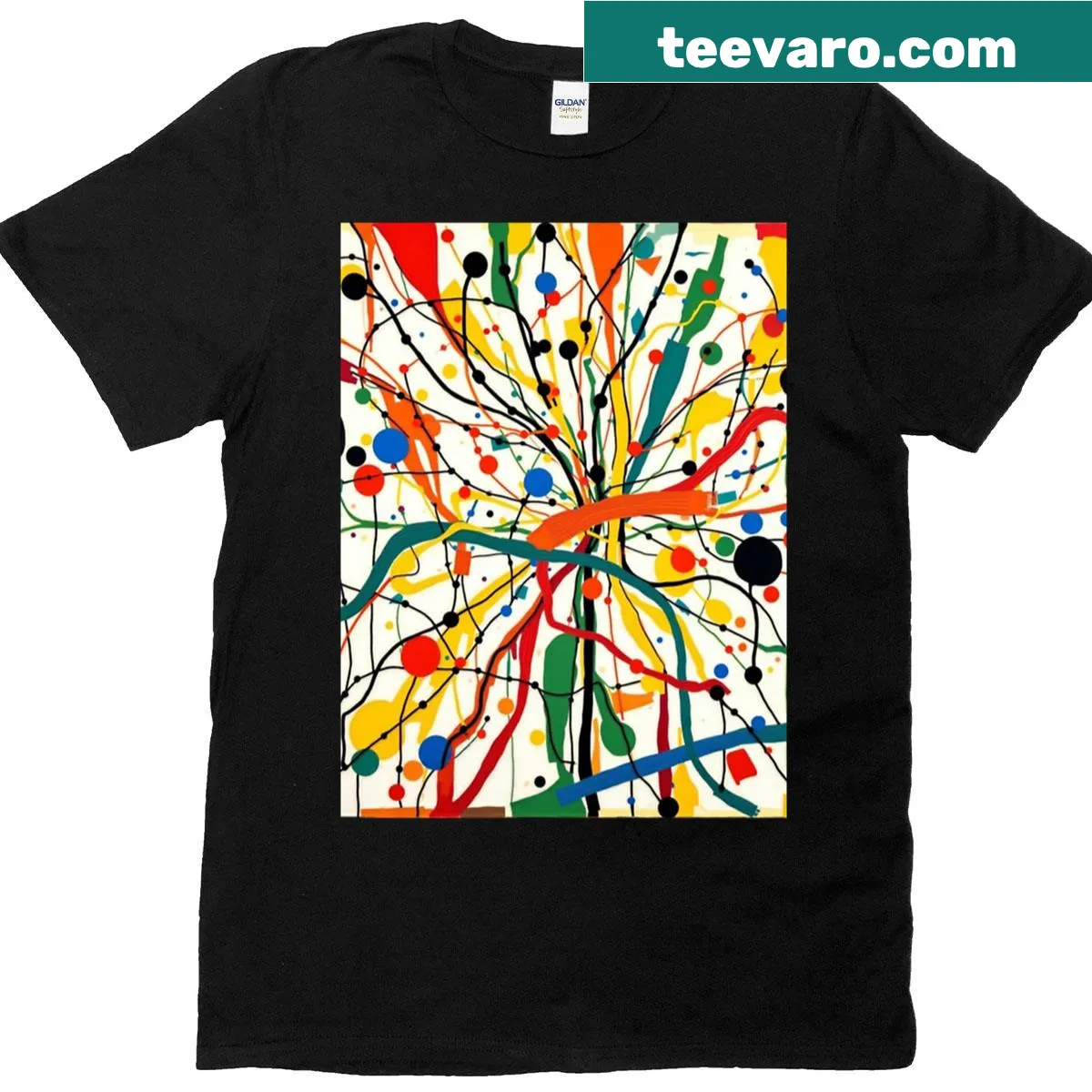 Intricate web design depicting light and motion in an abstract style. — on a men's t-shirt