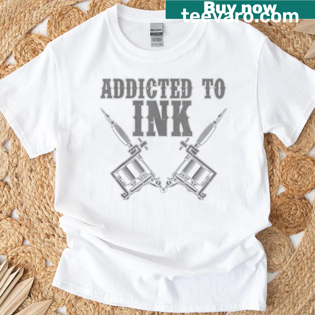 Tattoo-inspired graphic design on a T-shirt for tattoo lovers — on a men's t-shirt