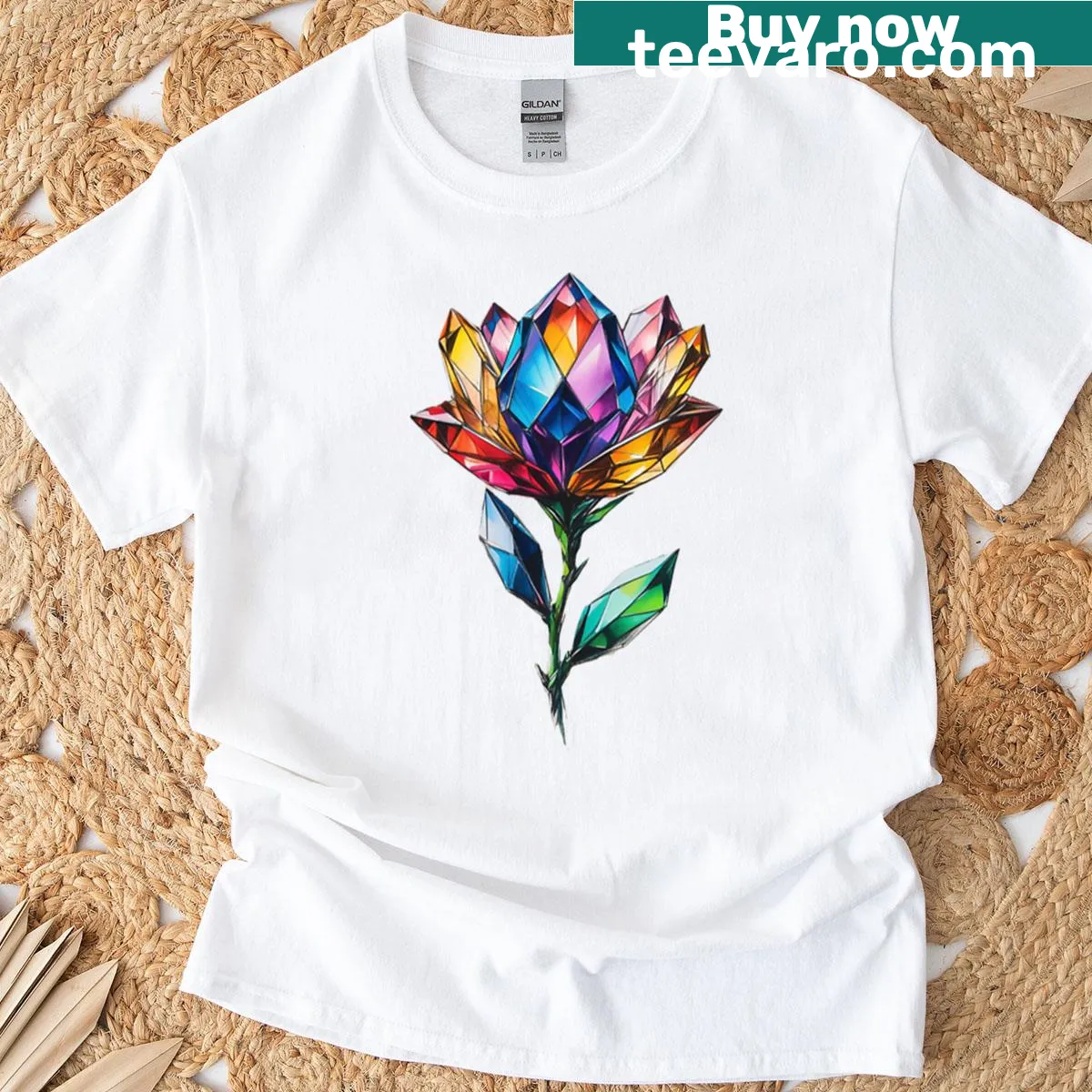 Illustration of a delicate crystal flower on a T-shirt — on a men's t-shirt
