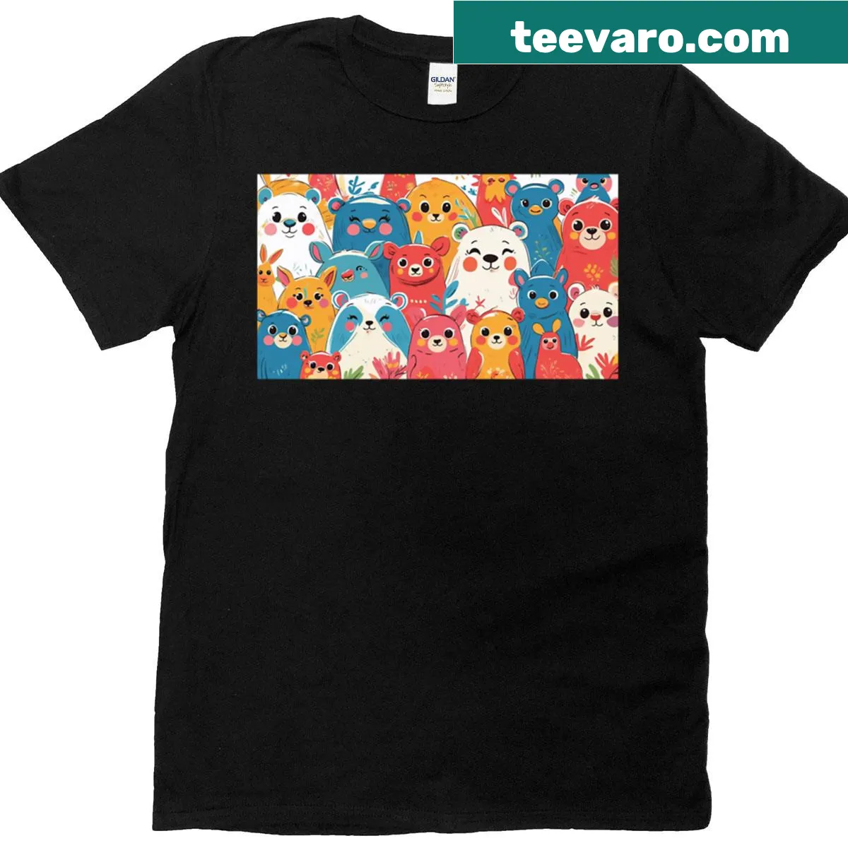 Illustration of cute animals on a fun graphic T-shirt — on a men's t-shirt